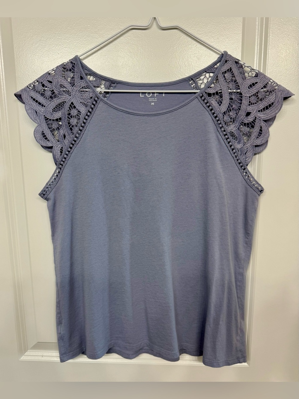 LOFT Crochet Sleeve Tank Top in Dusty Lavender
